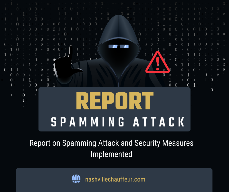 Security incident report cover for the spamming attack mitigation case study.
