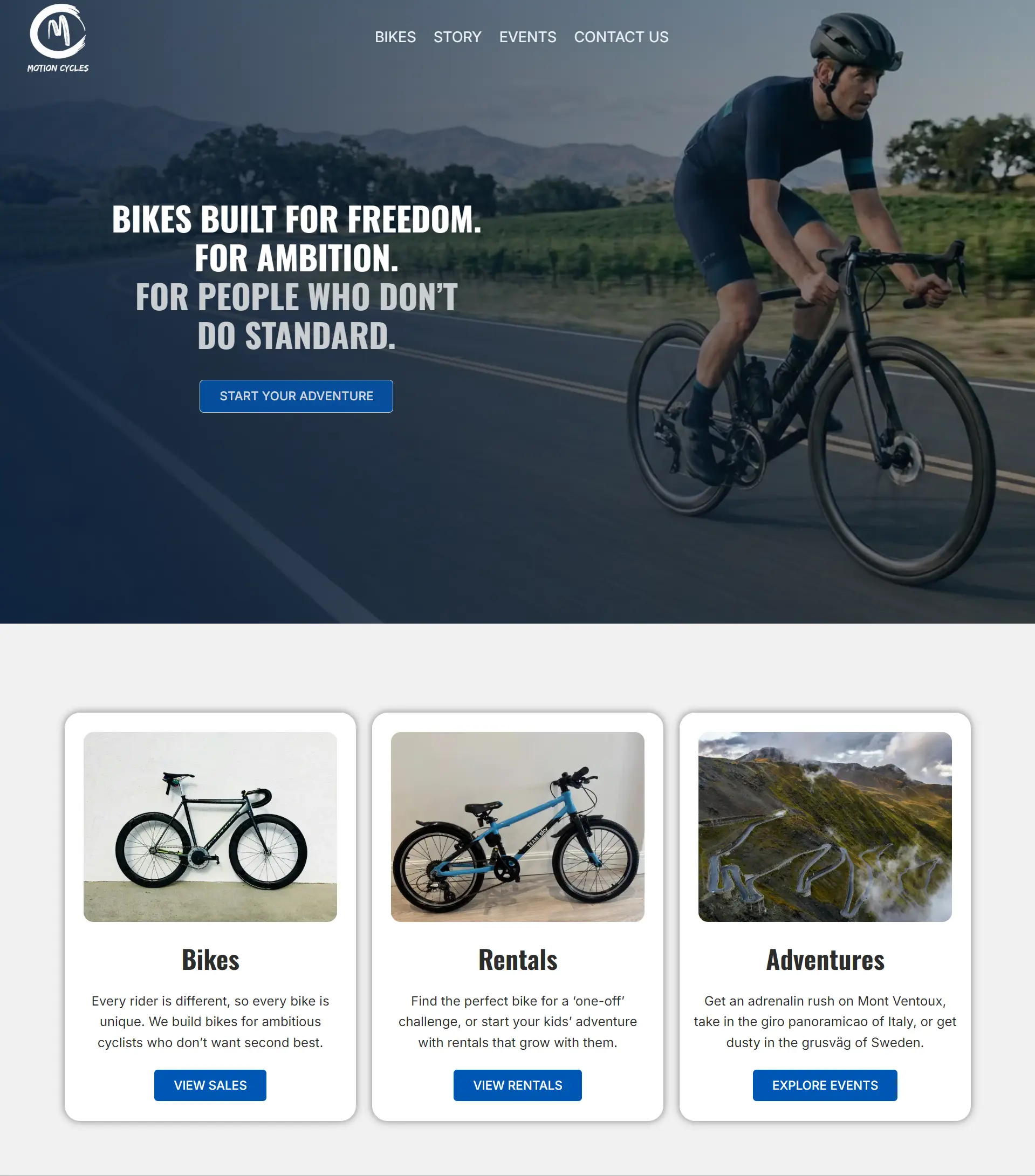 Custom Bicycle Brand website design project by TibbaTech