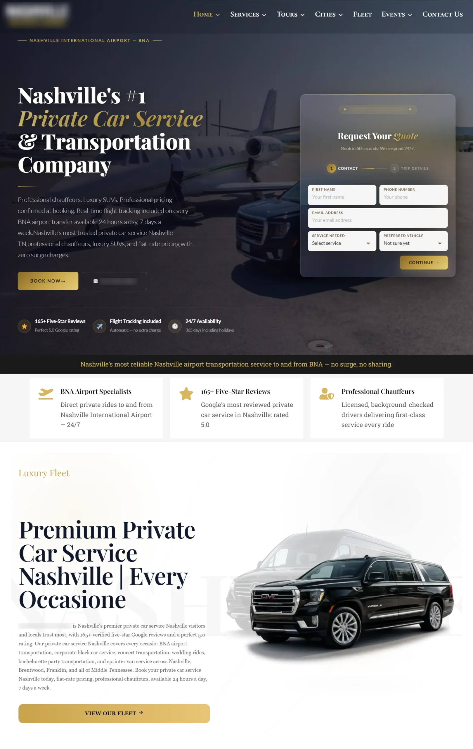 Luxury Transportation website design and SEO project by TibbaTech