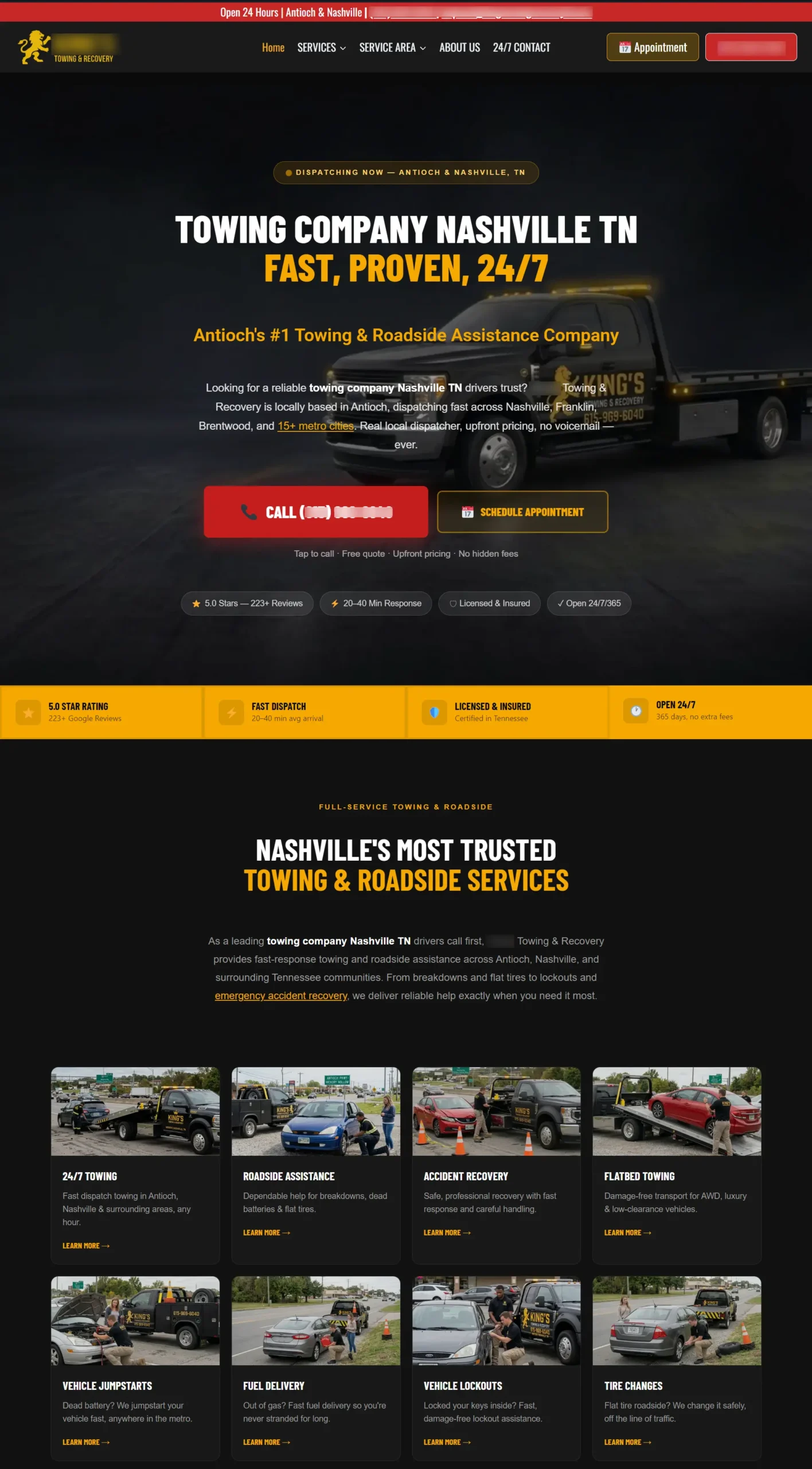 Towing and Recovery website design and SEO project by TibbaTech